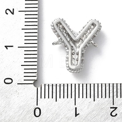 Brass Micro Pave Cubic Zirconia Letter Links KK-I717-04Y-P-1