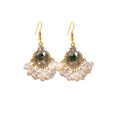 Bohemian Style Alloy Rhinestone Flower Chandelier Earrings FS-WG4647F-01-1