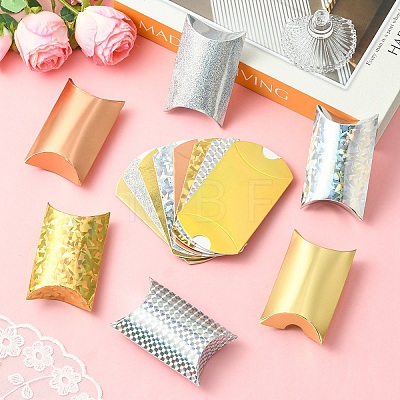 20Pcs Laser Cardboard Paper Pillow Candy Packing Boxes CON-YW0001-94A-1