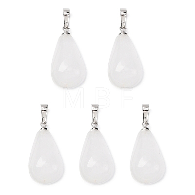 Teardrop Platinum Tone Brass Quartz Crystal Pendants G-F267-04I-1