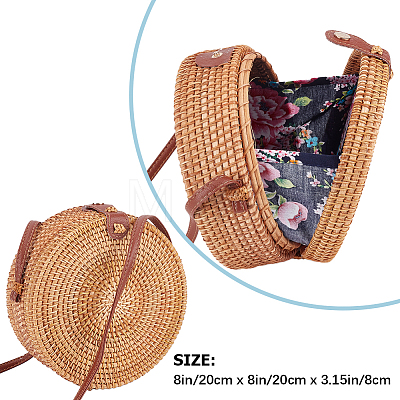 Boho Women's Straw Knitted Bag AJEW-WH0348-21-1