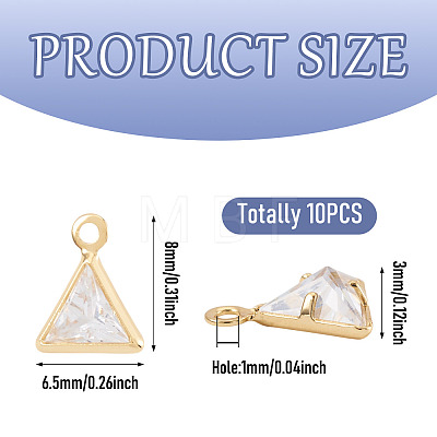 10Pcs Brass Micro Pave Cubic Zirconia Triangle Charms KK-TADJ0001-25-1