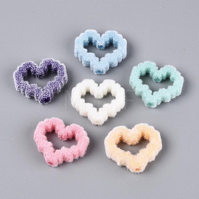 Flocking Opaque Acrylic Heart Beads OACR-T030-07M-1