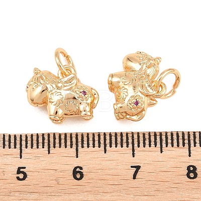 Brass Purple Velvet Rhinestone Charms KK-L274-08G-1