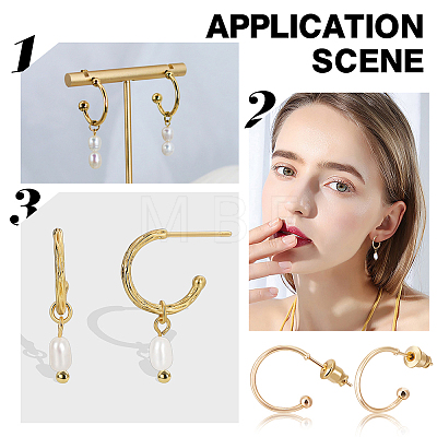 30Pcs Brass C-shape Stud Earrings KK-BBC0009-41-1