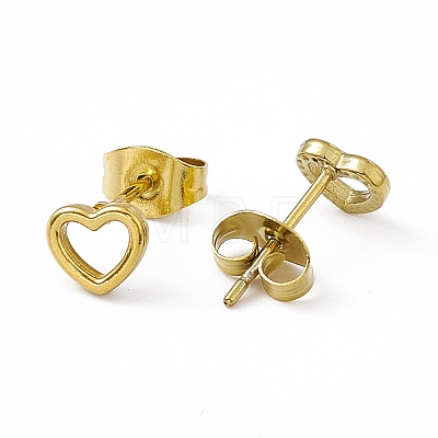 PVD Vacuum Plating 304 Stainless Steel Tiny Hollow Out Heart Stud Earrings for Women EJEW-P212-06G-1