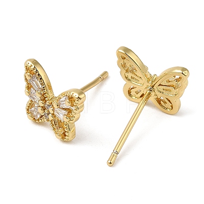 Rack Plating Brass Butterfly Stud Earrings EJEW-M235-07G-1