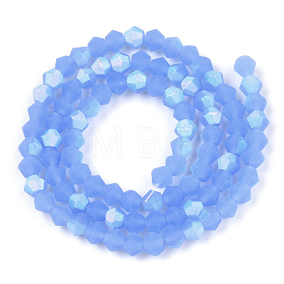 Imitation Jade Bicone Frosted Glass Bead Strands EGLA-A039-J4mm-MB04-1