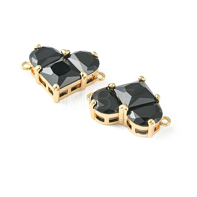 Brass Pave Cubic Zirconia Connector Charms KK-L208-04G-01-1