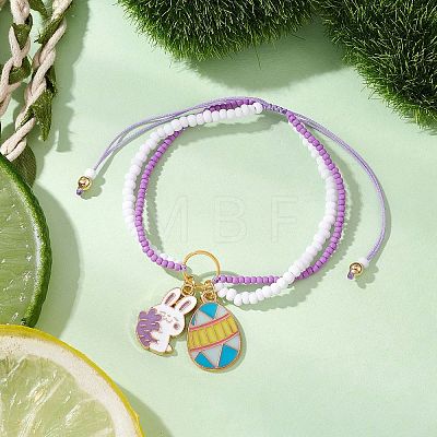 Easter Glass Seed Beads Braided Bead Bracelets BJEW-MZ00150-04-1