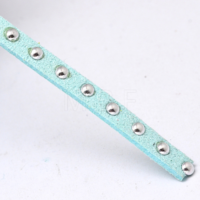 Silver Aluminum Studded Faux Suede Cord LW-D004-16-S-1