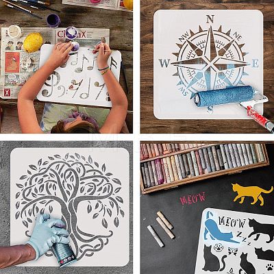 Large Plastic Reusable Drawing Painting Stencils Templates DIY-WH0202-404-1