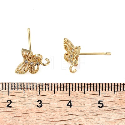 Brass Micro Pave Cubic Zirconia Stud Earrings Finding KK-K364-05G-1