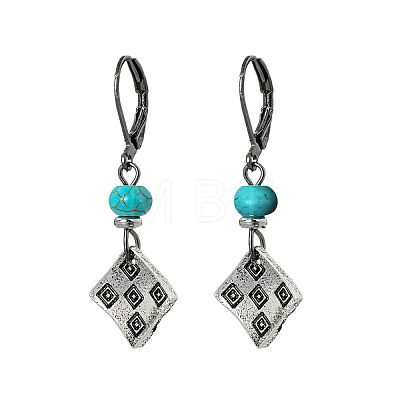 Alloy Rhombus Leverback Earrings for Women WGCA4A6-01-1