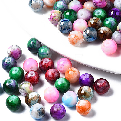 Baking Painted Opaque Solid Color Glass Beads DGLA-N033-07-1