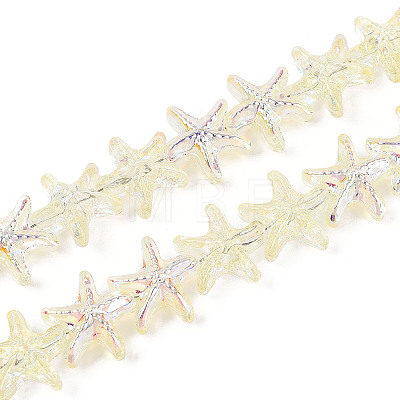 Baking Paint Electroplate Transparent Glass Beads Strands EGLA-N017-07-A05-1
