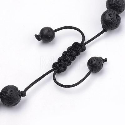 Natural Lava Rock Braided Bead Bracelets BJEW-R304-01-8mm-1