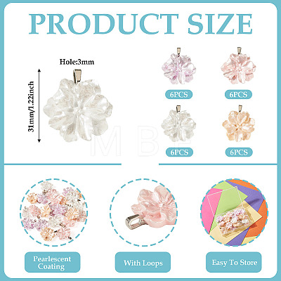 24Pcs 4 Colors Resin Pendants PALLOY-TAC0303-1