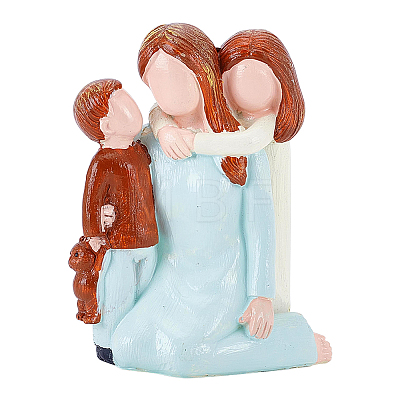 Mother & Daughter & Son Resin Sculpture Display Decorations DJEW-WH0053-82B-1