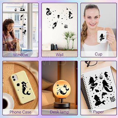 6 Sheets 6 Styles Self-Adhesive PVC Waterproof Picture Stickers DIY-WH0605-003-1