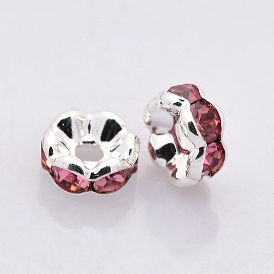 Brass Rhinestone Spacer Beads RB-A014-L8mm-23S-NF-1