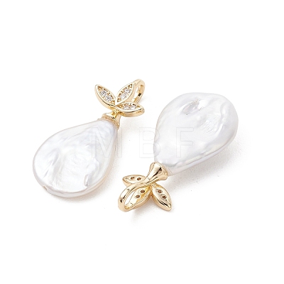Natural Baroque Keshi Pearl Pendants PALLOY-JF05453-1