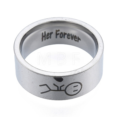 201 Stainless Steel Boy with Heart Finger Ring RJEW-N043-13P-1