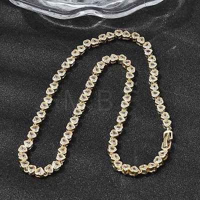 Brass Micro Pave Cubic Zirconia Geometric Tennis Necklaces NJEW-C121-02A-G-1