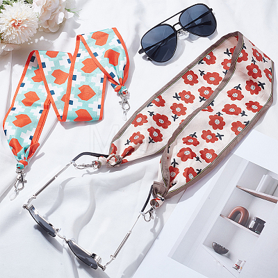 2Sets 2 Colors Polyester Ribbon Eyeglasses Chains AJEW-SP0006-03-1