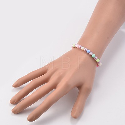 Imitation Pearl Acrylic Beaded Stretch Kids Bracelets BJEW-JB02069-03-1