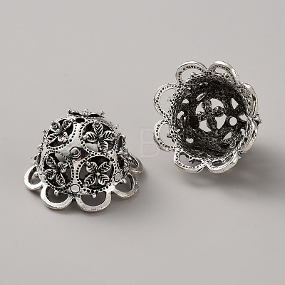 Tibetan Style Alloy Bead Caps TIBE-WH0005-027AS-1