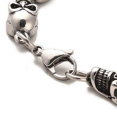 304 Stainless Steel Skull Link Chain Bracelets BJEW-E094-01AS-1