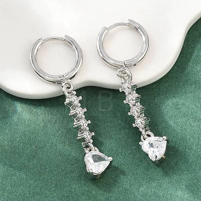 Brass Micro Pave Cubic Zirconia Hoop Dangle Earrings KK-CBA8324-07P-02-1