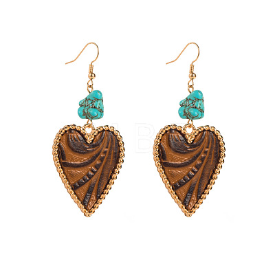 Alloy & Synthetic Turquoise Dangle Earrings WGDD144-03-1