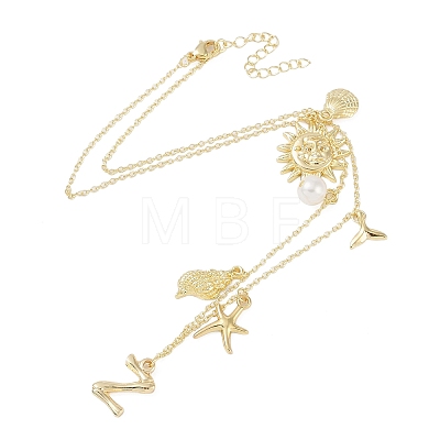 Bohemian Summer Beach Style 18K Gold Plated Shell Shape Initial Pendant Necklaces IL8059-26-1