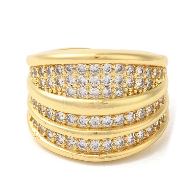 Brass Micro Pave Cubic Zirconia Open Cuff Rings RJEW-U008-44G-1