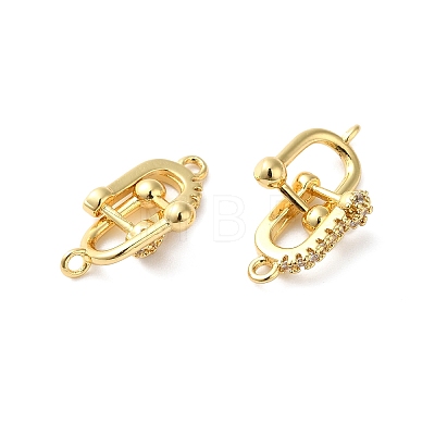 Rack Plating Brass Pave Clear Cubic Zirconia Connector Charms KK-O142-25G-1