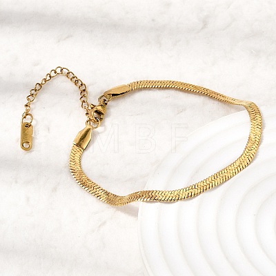 304 Stainless Steel Snake Chains Bracelets for Women BJEW-P395-02G-01-1