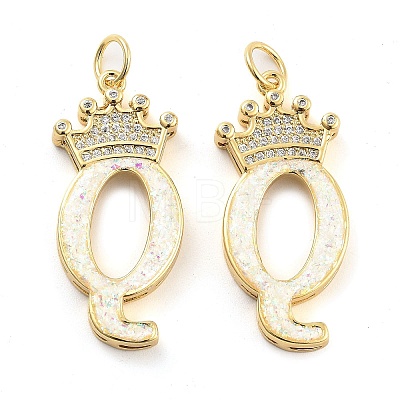 Brass Micro Pave Clear Cubic Zirconia Pendants KK-G498-01Q-02-1