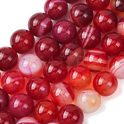 Natural Striped Agate/Banded Agate Bead Strands G-K155-B-10mm-01-1