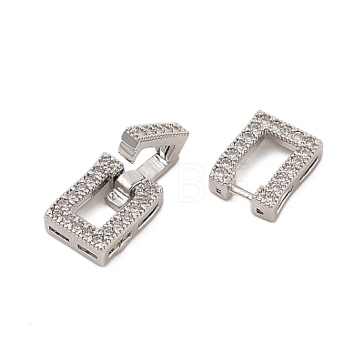 Brass Micro Pave Clear Cubic Zirconia Fold Over Clasps KK-C075-07P-1