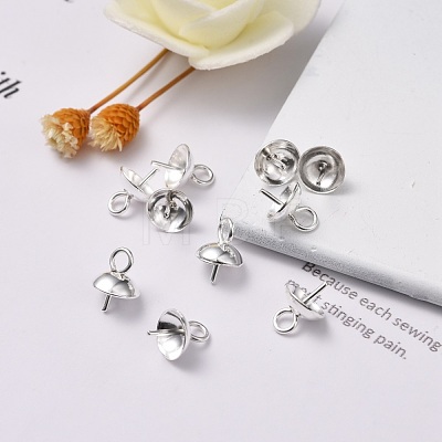 304 Stainless Steel Cup Pearl Peg Bails Pin Pendants STAS-H410-19S-B-1