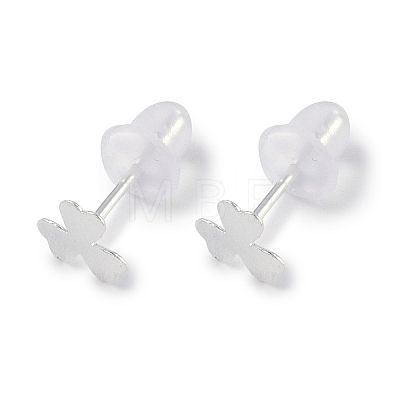 999 Sterling Silver Stud Earrings for Women EJEW-S215-30S-08-1