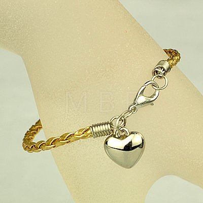 PU Leather Braided Charm Bracelets BJEW-JB00785-18-1