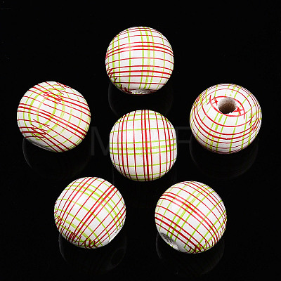 Easter Theme Printed Wood Beads WOOD-T032-22C-1