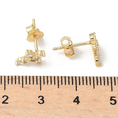 925 Sterling Silver Clear Cubic Zirconia Stud Earrings EJEW-Q032-01B-G-1