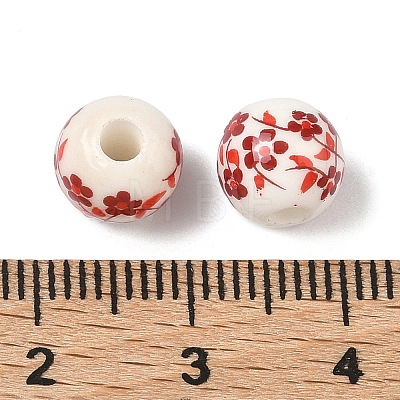 Floral Printed Porcelain Beads PORC-M531-2-1