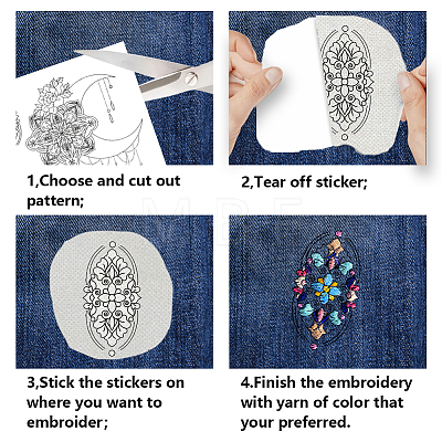 4 Sheets 11.6x8.2 Inch Stick and Stitch Embroidery Patterns DIY-WH0455-167-1