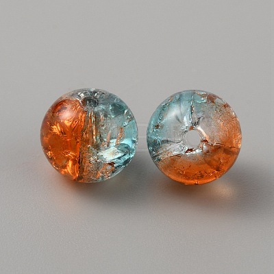 Two Tone Transparent Crackle Glass Beads GLAA-WH0038-15A-1