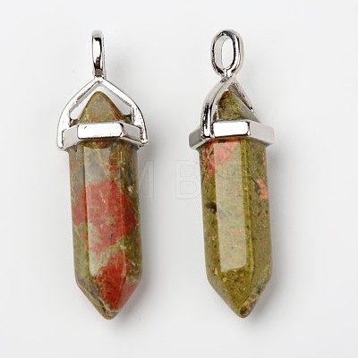 Natural Unakite Double Terminated Pointed Pendants G-F295-04B-1